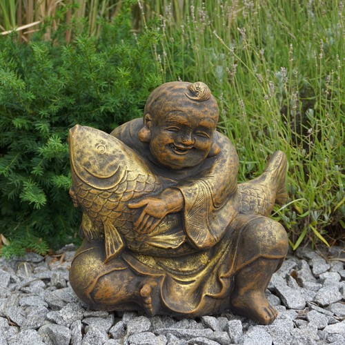 Buddha mit koi fisch statue - koi,