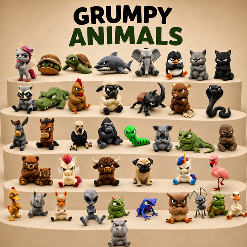 Grumpy animals tier figur - grumpy,